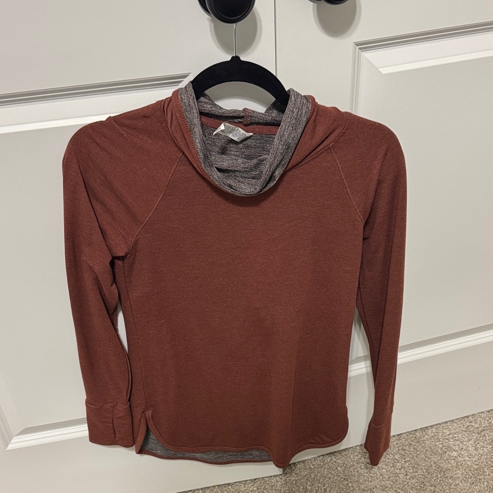 RBX Heathered Gray and Rust Cowl Neck Top
